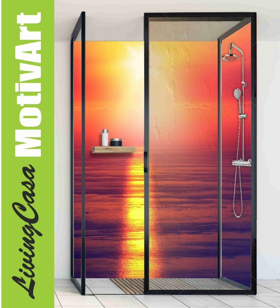 Duschrückwand Rückwand Dusche Alu, Meer Strand Sonnenuntergang Duc4