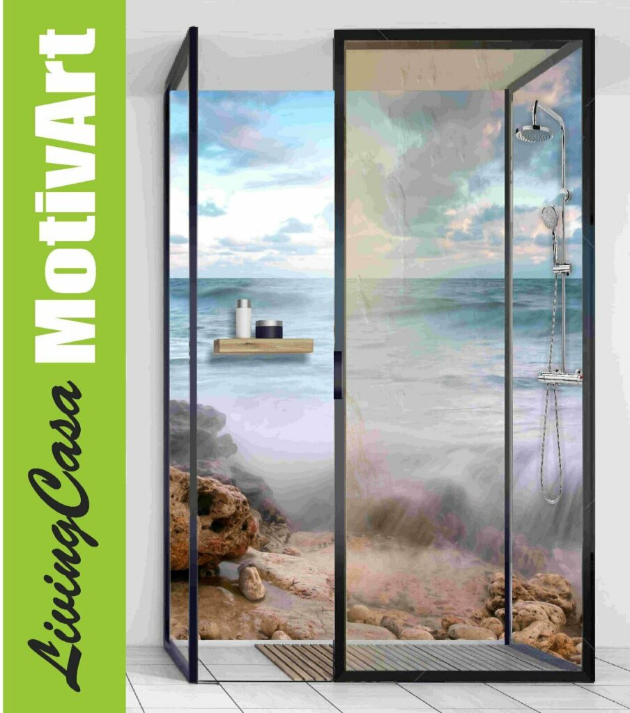Duschrückwand Rückwand Dusche Alu, Strand Meer Duc8