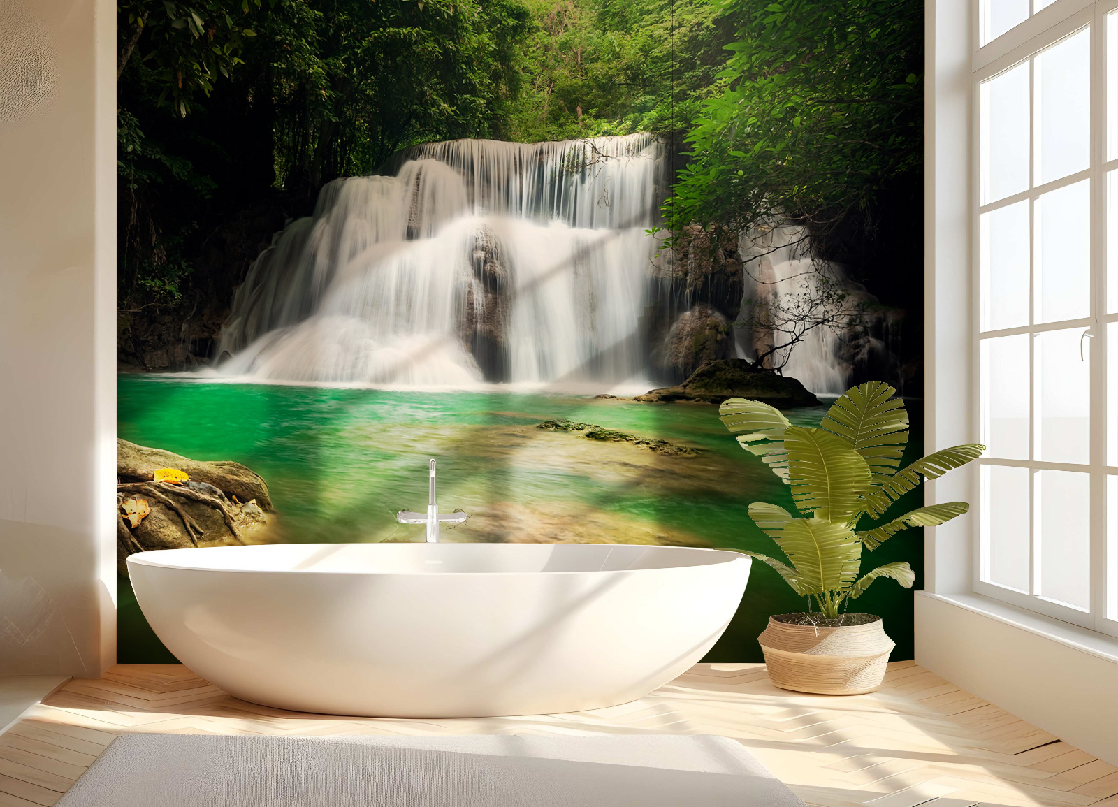 Duschrückwand Aluverbund – Tropische Wasserfall-Oase – Bild 2