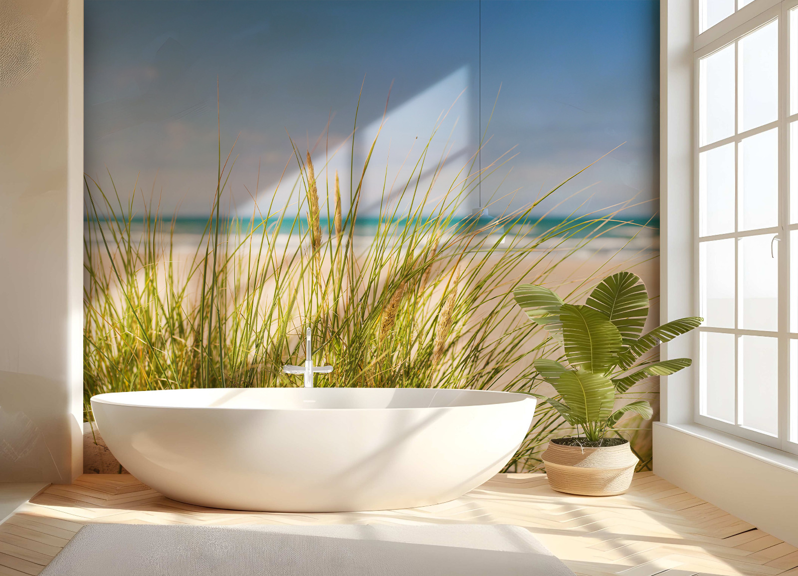 Duschrückwand Aluverbund – Strand mit Dünengras und Meerblick – Bild 2