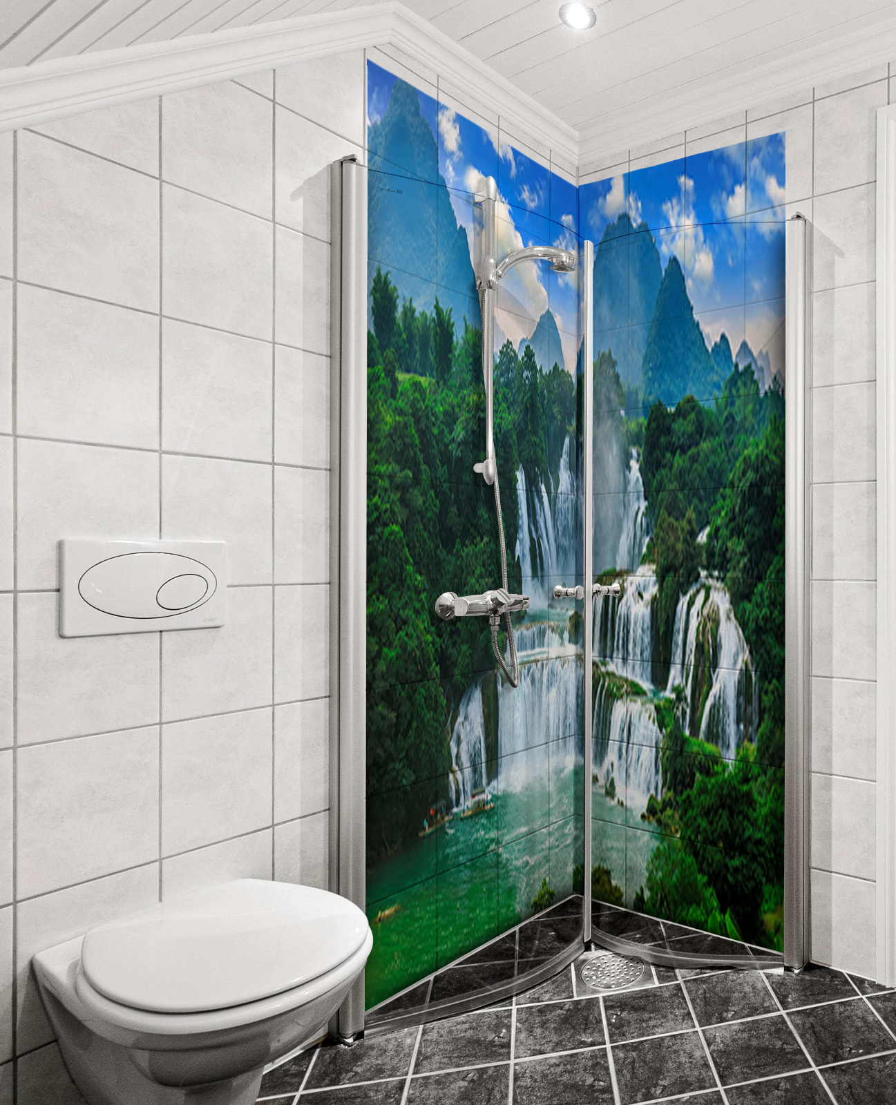 Duschrückwand Aluverbund Tropischer Wasserfall