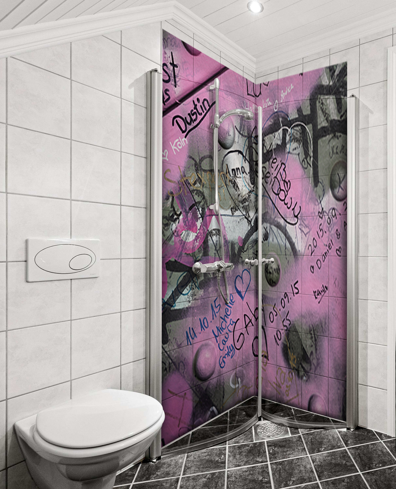 Duschrückwand Aluverbund – Urbane Graffiti-Kunstwand | Moderne Street-Art